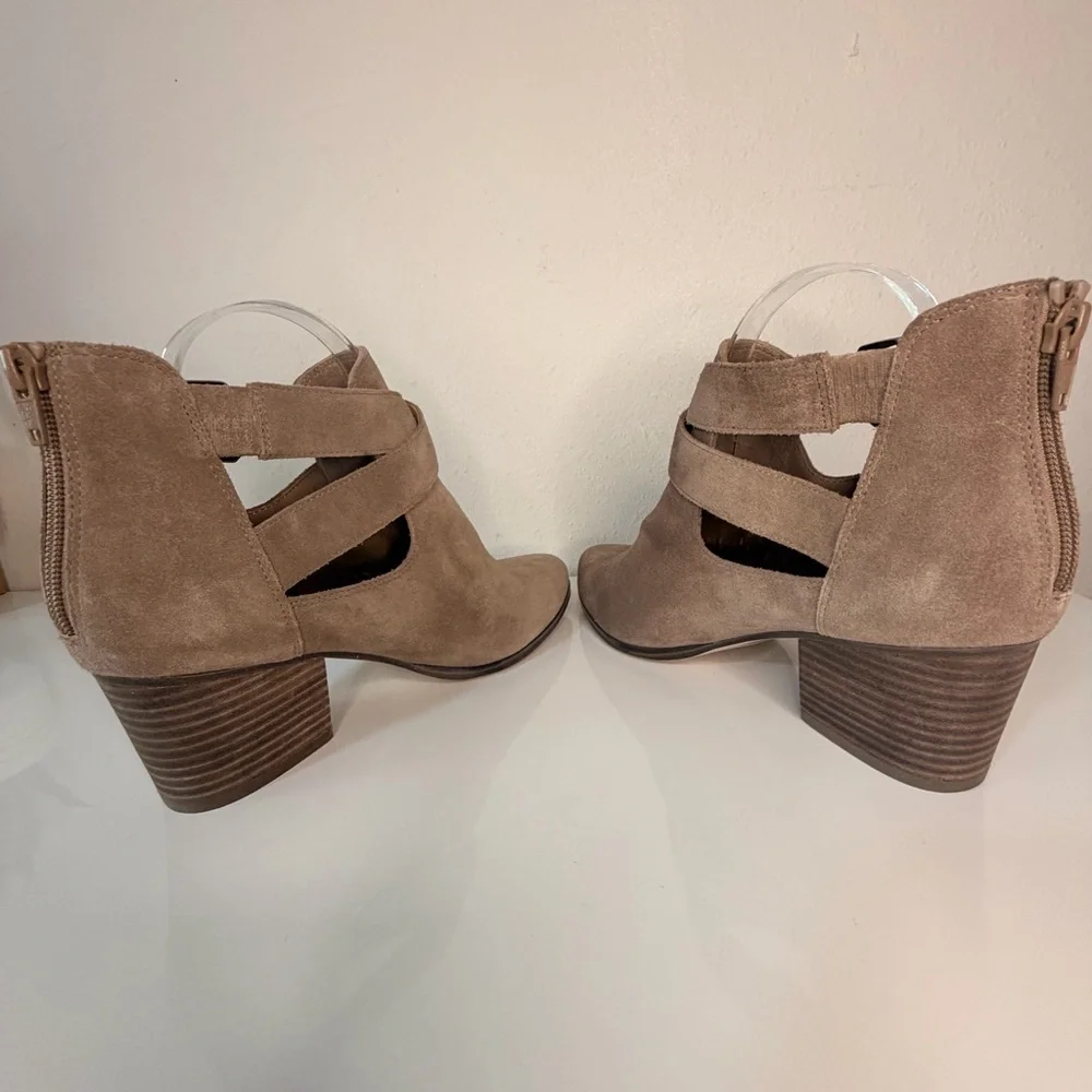 Sole Society Taupe Suede Cutout Ankle Booties